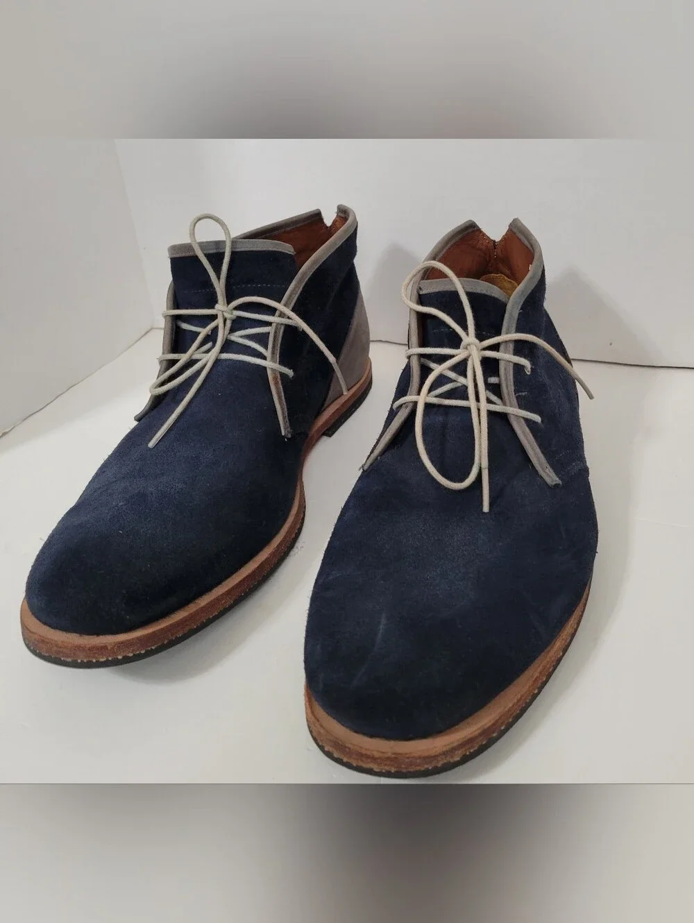Timberland Men's size 10 Suede Desert Chukka Boots Navy Blue Grey Gray 6301E